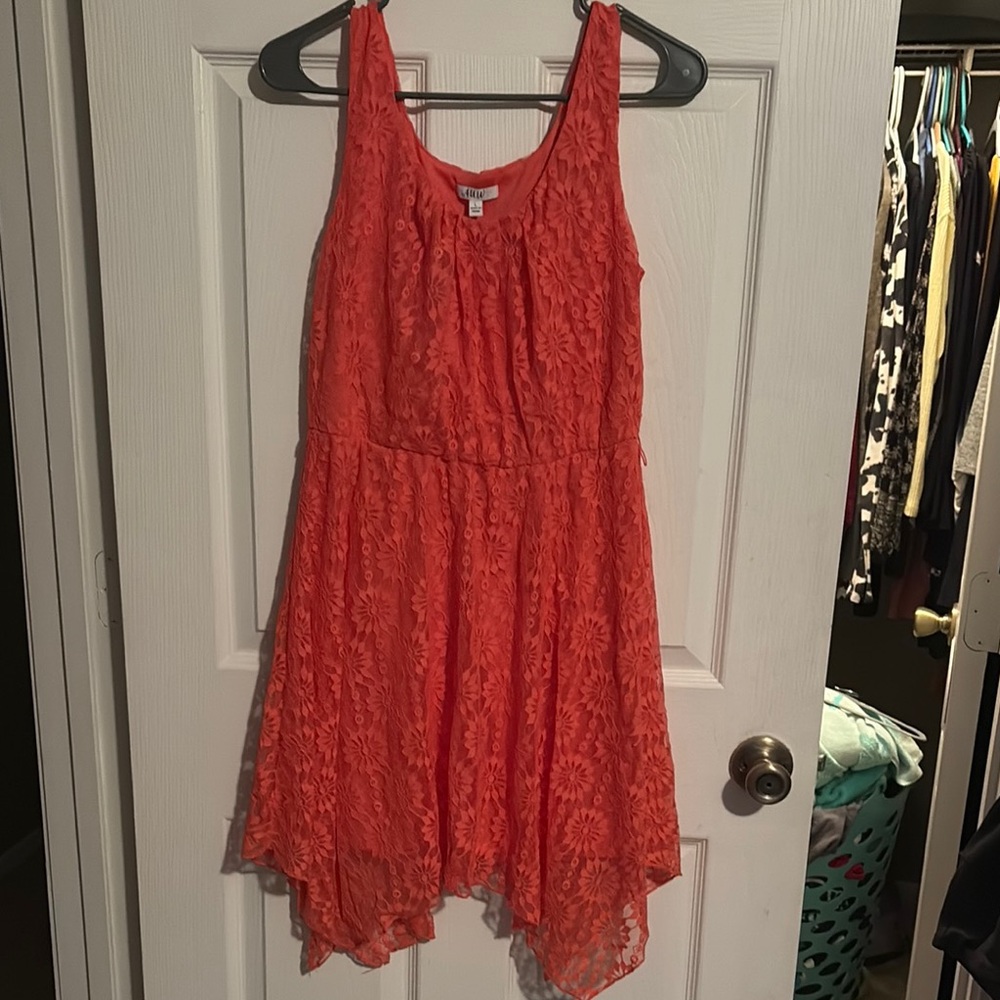Coral Floral Lace Dress